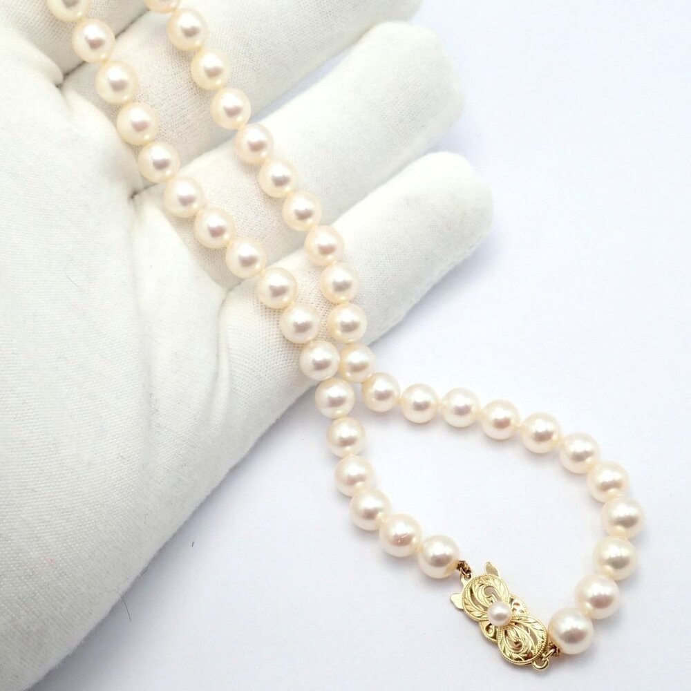 Rare! Mikimoto 18k Yellow Gold Pearl Strand 7mm 30" Opera Length Necklace - Picture 6 of 9